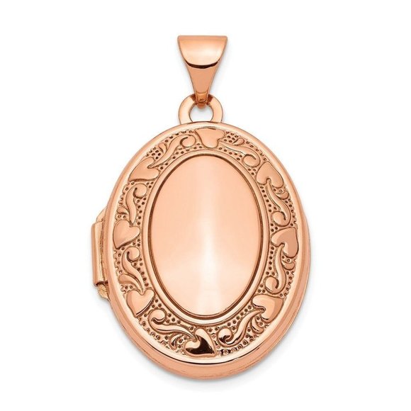 14K Rose Gold 21Mm Oval Locket New Free Engraving - Picture 1 of 4